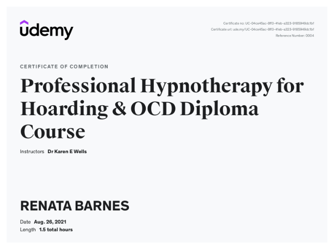 Renata Hypnotherapy Diploma