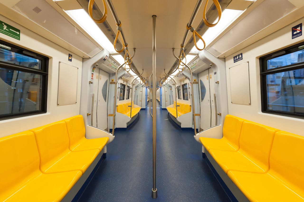 Empty subway train.