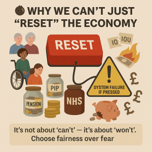 Image Description Info graph "Why We Can't RESET THE ECONOMY" Image Created by AI.