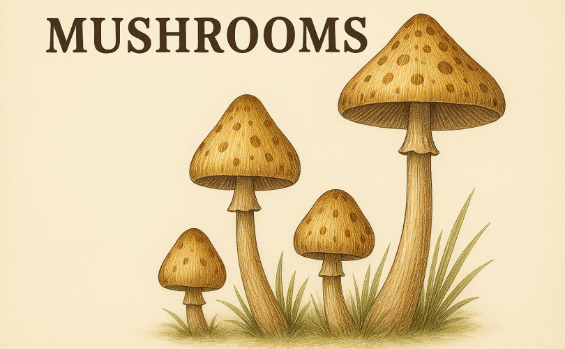 Image Description: Four Mushrooms Growing: Image generated by Microsoft Copilot (2025)
