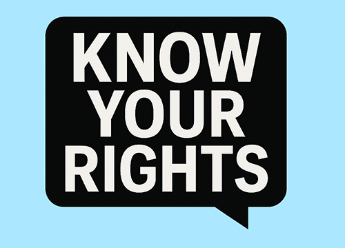 Image Description: Black Speech Bubble On Bule Background, With White Text "Know Your Rights" Image Credit: Disabled Entrepreneur UK