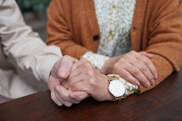 Image Description: Two people holding hands. Image Credit: https://www.pexels.com/photo/close-up-view-of-a-lovely-couple-holding-each-other-s-hands-6787770/ Marcus Aurelius