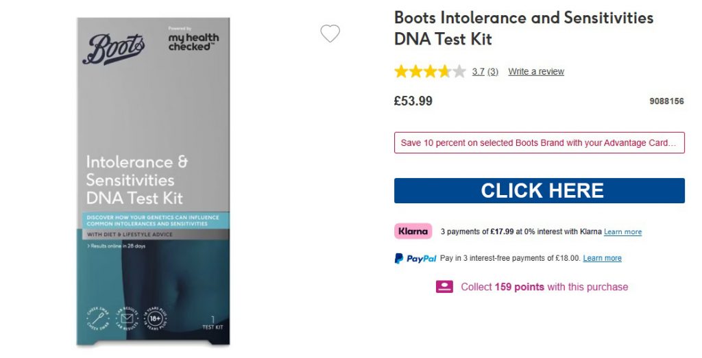 Boots.com Intolerance Kit.