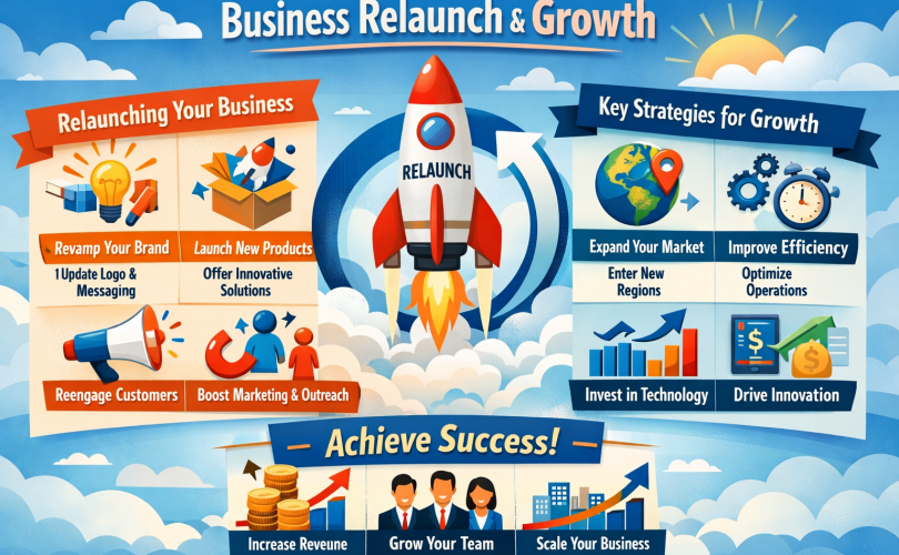 Business Relaunch and Business Growth Featured Image. Image Credit: The UK Website Designers Group. Copyright 2026