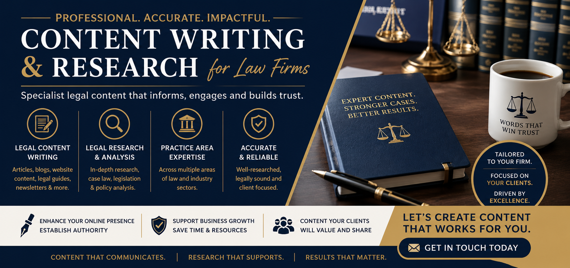 Content Writing & Research For Law Firms, Infographic. Image Credit: The UK Website Designers Group. Copyright 2026